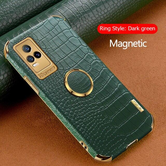 Силиконовый чехол-подставка с 6D покрытием для VIVO Y21 Y33S Y31 Y51 2020 Y73 4G Y72 Y52S Y31S Y73S 5G Y70 Y12S Y70S Y50 Y19, чехол для телефона с текстурой крокодиловой кожи