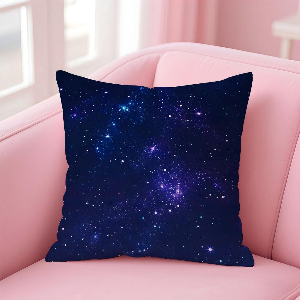PPretty dream Galaxy starry sky Cushion Cover Pillow Case Soft Friendly Fabric Concealed Zipper