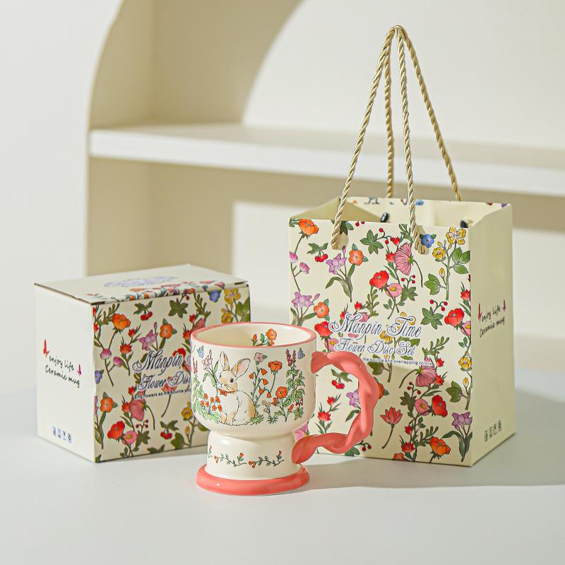 Креативная керамическая кружка с цветочным рисунком для женщин, изысканный и красивый подарок на день рождения для лучшей подруги, кофейная чашка, чашка для питья воды