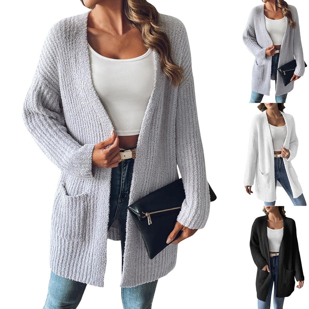 Ladies' And Winter Knitted Sweater Casual Cardigan Double Pocket Sweater Jacket