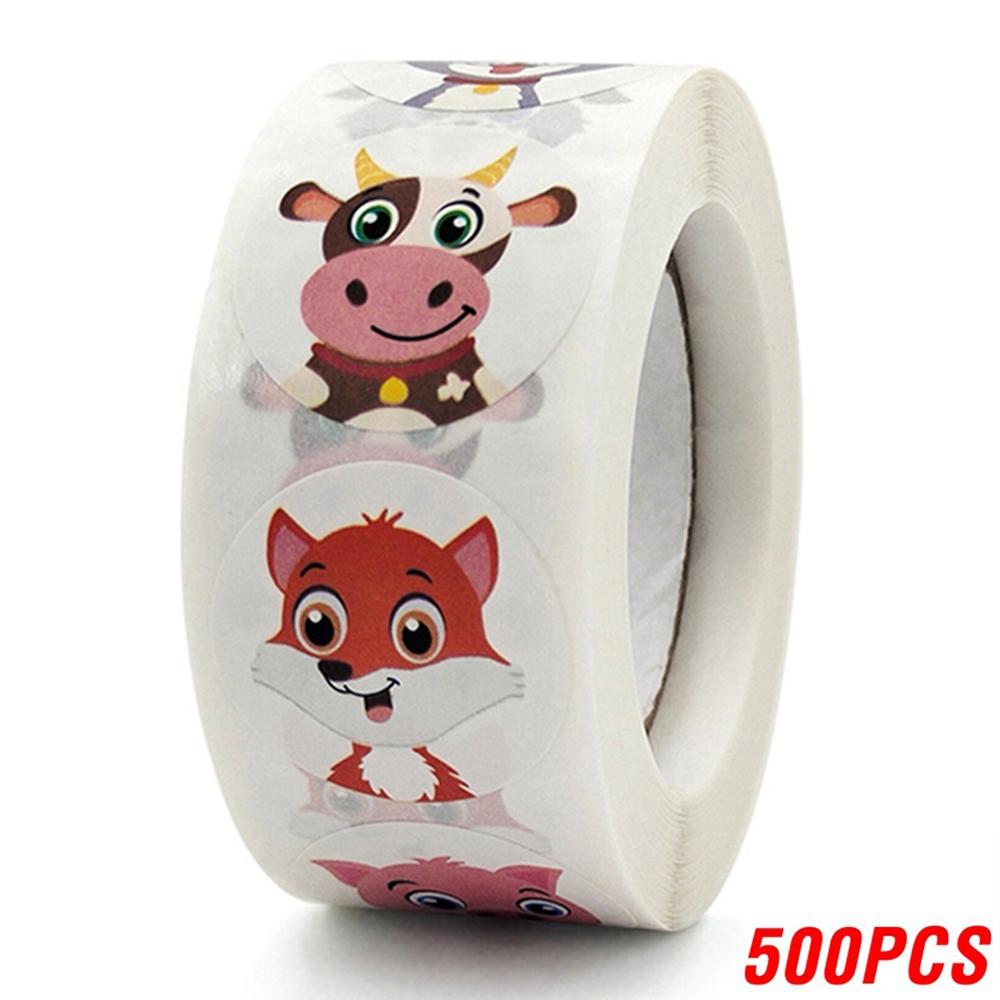 500pcs 1inch Cartoon Animal Children Sticker Label Thank You Cute Toy Game Sticker DIY Gift Sealing Label Decoration Supp KTY