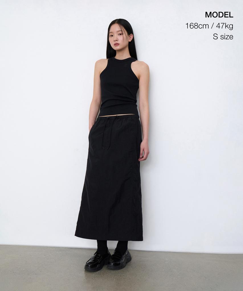Musinsa Standard Woman Women'S Nylon Elastic Long Skirt [Black]