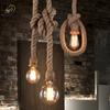 Ретро подвесные светильники из пеньковой веревки, промышленные винтажные светодиодные подвесные светильники в стиле лофт, домашняя гостиная, обеденные столы, украшения, подвесные