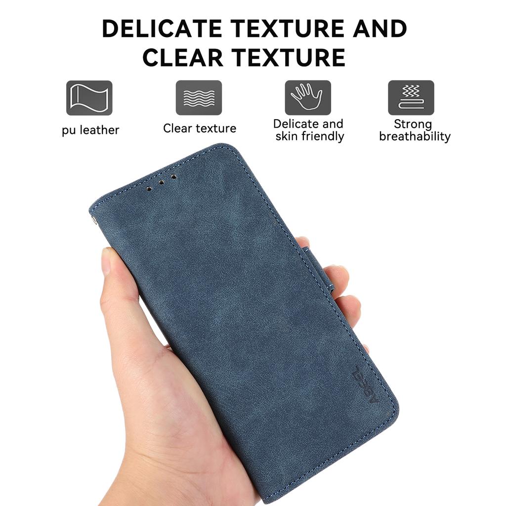 ABEEL For Xiaomi Redmi Note 14S 4G Case PU Leather Folio Stand View RFID Blocking Phone Cover