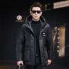 Кожаная куртка мужская кожаная куртка-пуховик овчинная куртка свободная версия с капюшоном утолщенная куртка зимняя