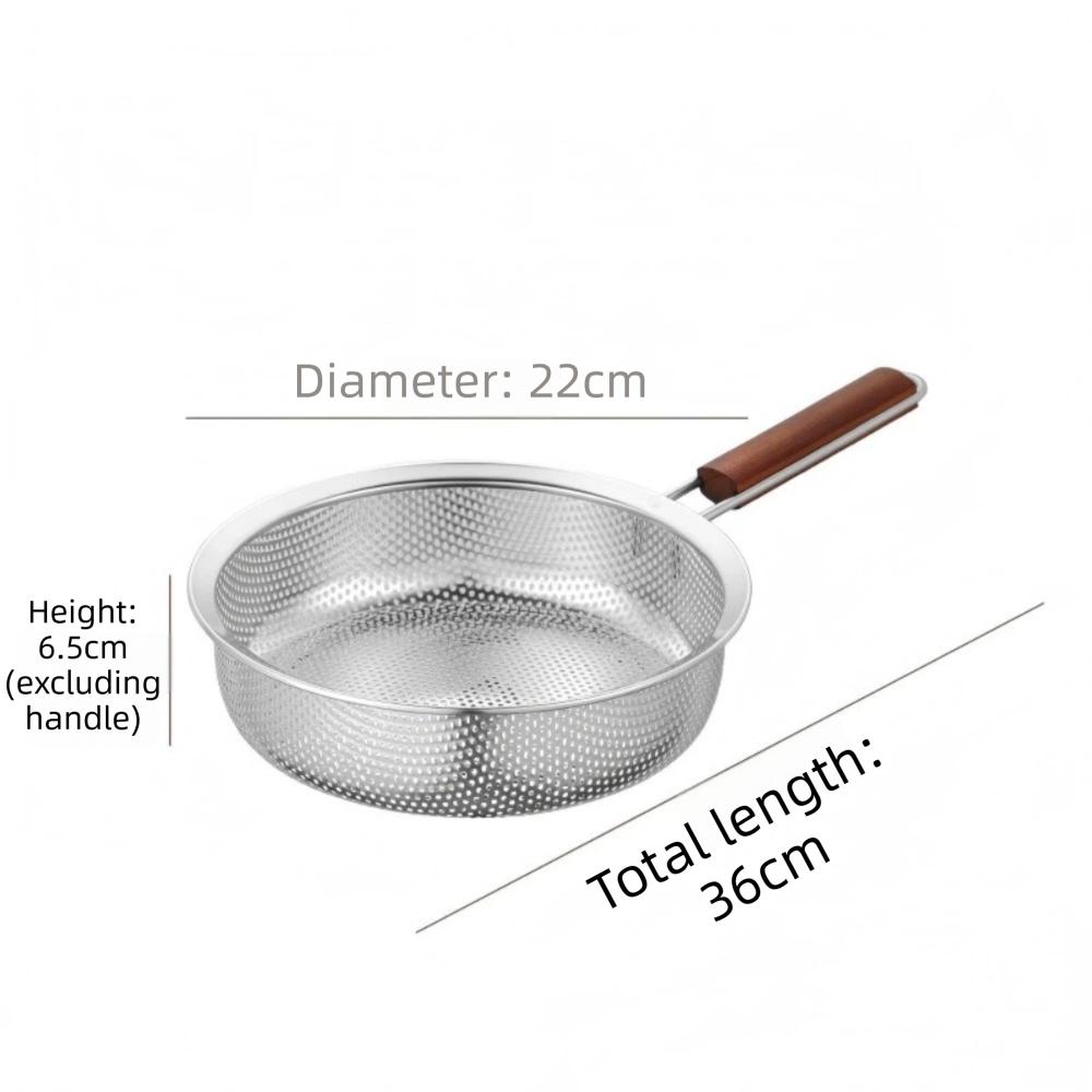 Easy To Clean Fine Mesh Strainer Wooden Handle Stainless Steel Colander For Kitchen Cooking