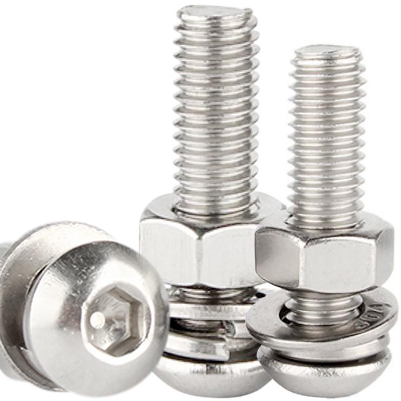 Комплект винтов с шестигранной головкой и гаек из нержавеющей стали 304 с шайбами M3/M4