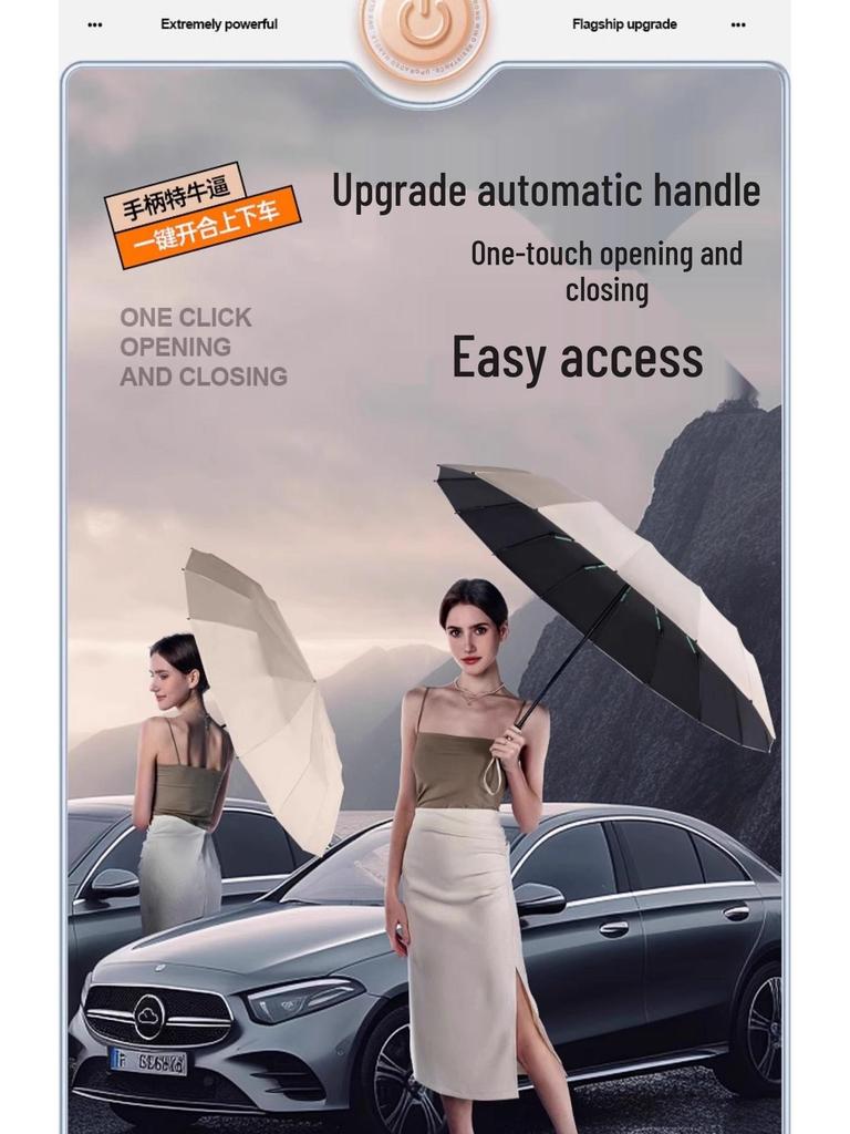 Очень большой складной зонт двойного назначения, автоматическое открытие, усиленный для дождя и солнца, защита от УФ-лучей, солнцезащитный козырек для женщин и мужчин