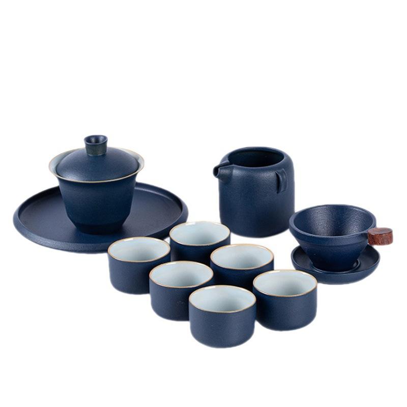 Light luxury ceramic Kung Fu tea set, a full set of tea trays, teapots, teacups, high-end gift boxes, office enterprises send gifts