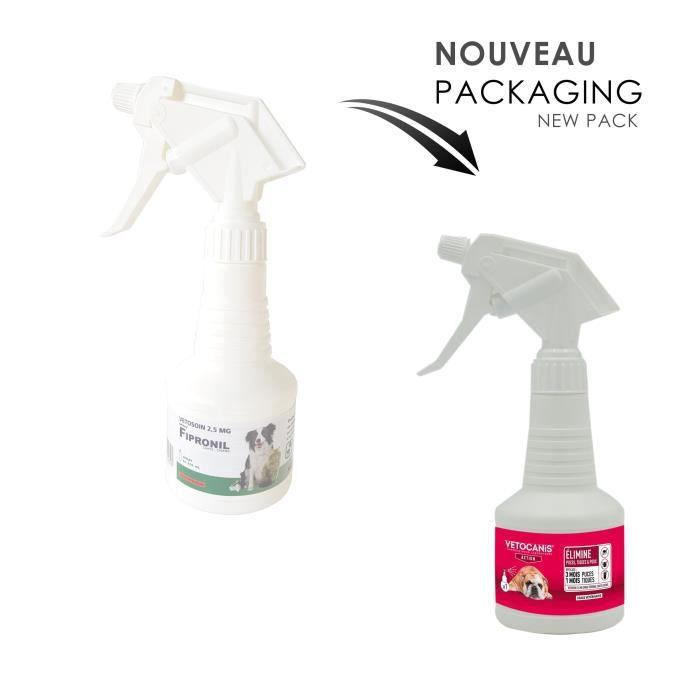 Fipronil Flea and Tick Spray - VETOCANIS - 2.5 Mg for Cats and Dogs - 250 Ml