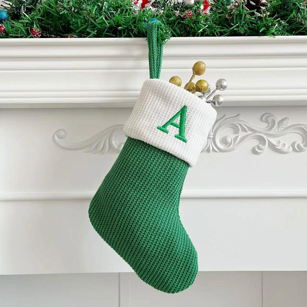 Рождественские чулки, маленькие вышитые буквы, вязаные рождественские подвесные чулки, украшения, декор для рождественской вечеринки