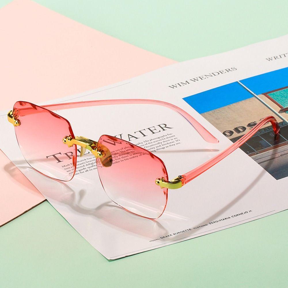 Винтажные градиентные солнцезащитные очки UV400 Женские очки без оправы для лета