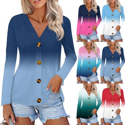 Женская модная повседневная рубашка на пуговицах с принтом, топы с длинным рукавом