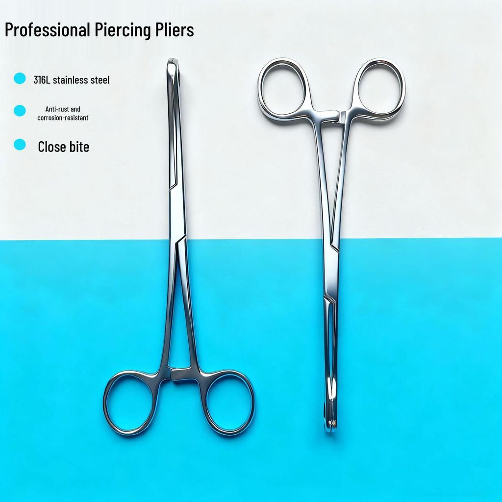 Stainless Steel Professional Piercing Pliers - Precision Tool with Round and Needle Nose Design