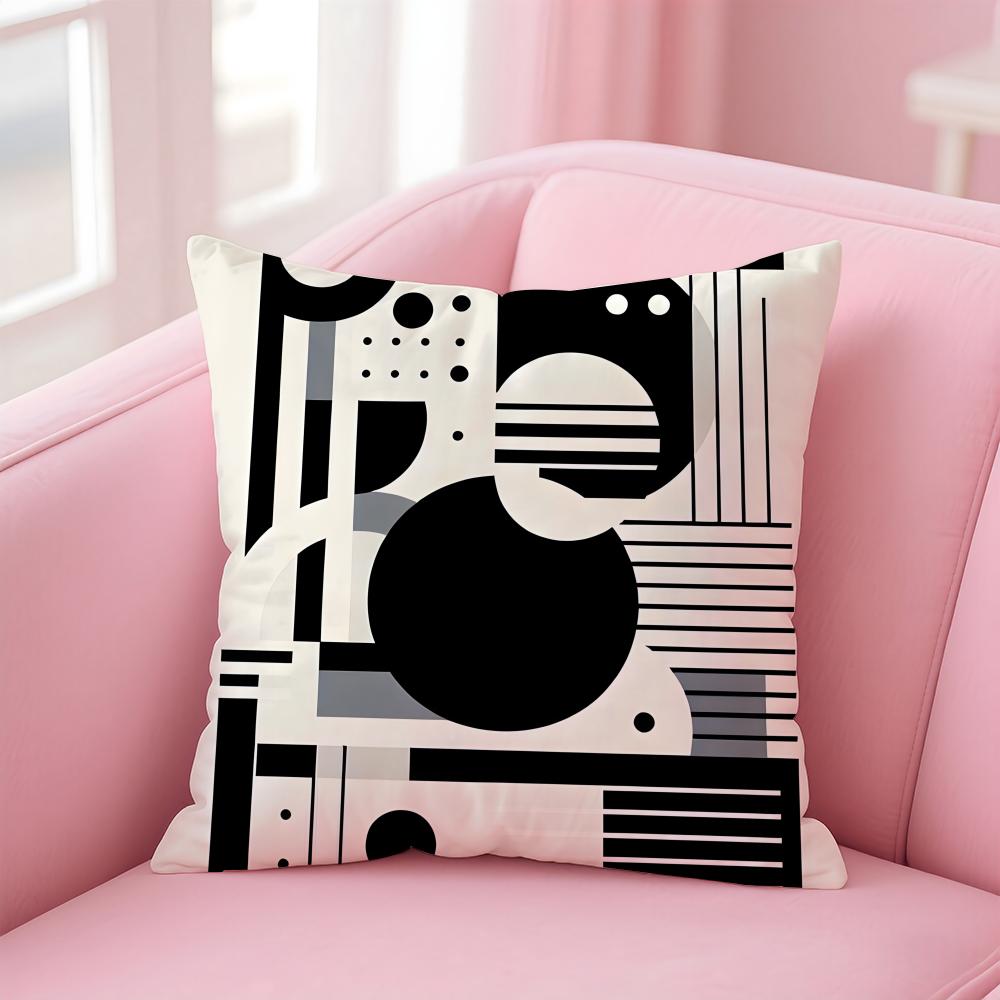 BBlack and White Series Cool and Concise Cushion Cover Pillow Case Soft Friendly Fabric  Concealed Zipper