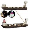 Skull Boat Incense Holder Gothic Incense Holder Halloween Decorative Ghost Fishing On Boat Incense Burner Resin for Study Room