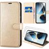 Phone Case - BOOLING - for Samsung Galaxy A36 5G/A56 5G - Golden Leather Effect - 2 Tempered Glasses