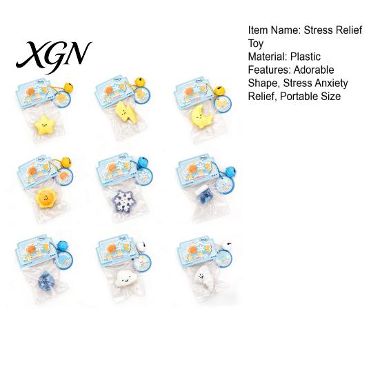 Squeeze Toy with Bell Ball Chain Cartoon Weather Stress Relief Slow Healing Rising Star Moon Snowflake Cloud Sensory Fidget Decompression Gadget