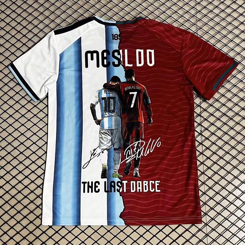 Messi Ronaldo 2026 Retire Memorial Tee Argentina Portugal Star Combined Design Football Fan Souvenir Sports Jersey T‑Shirt