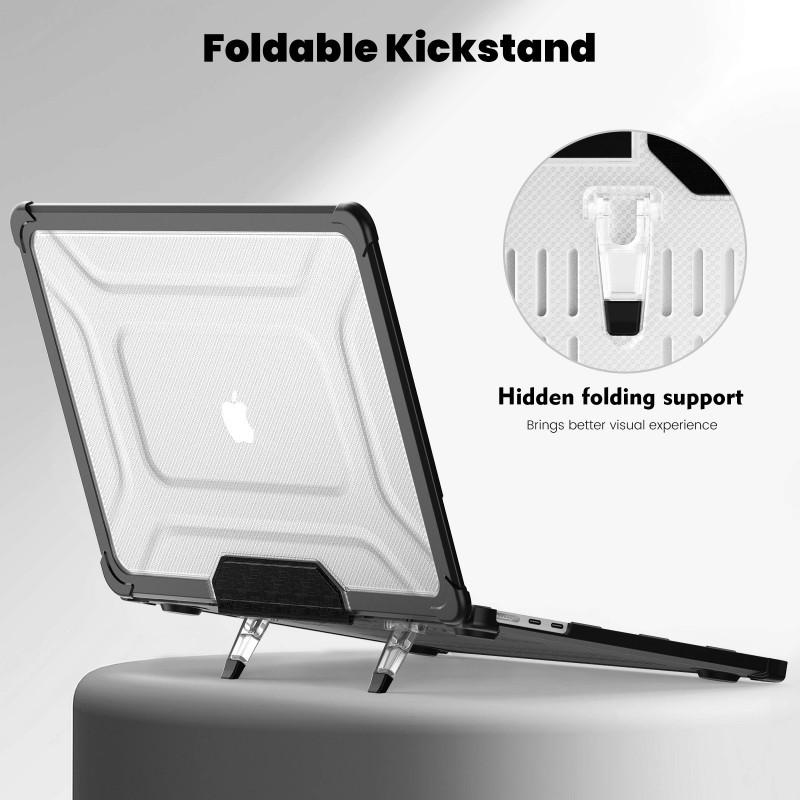 Transparent Protective Case With Cooling Stand MacBook Air 13.6 Inch Anti-Slip Shockproof Shell In Black Blue Purple Pink