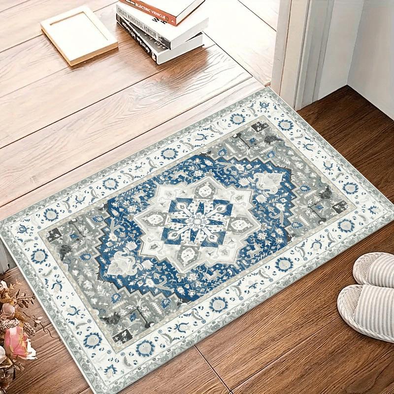 Entryway Rug Vintage Persian Medallion Print Non Slip Carpet Washable for Bathroom Kitchen Hallway Home Decor