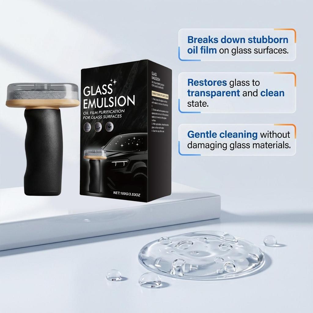 AMZ Car Windshield Oil Film Cleaner Spray Removes Grease And Grime For Front Rear Side Windows And Mirrors Restores Clear Visibility 100g