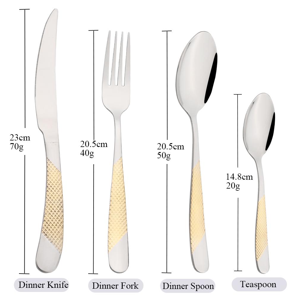 Jankng винтажный золотой набор посуды из 24 шт., набор посуды из нержавеющей стали, нож, вилка, ложка, столовое серебро, кухонный красочный набор столовых приборов