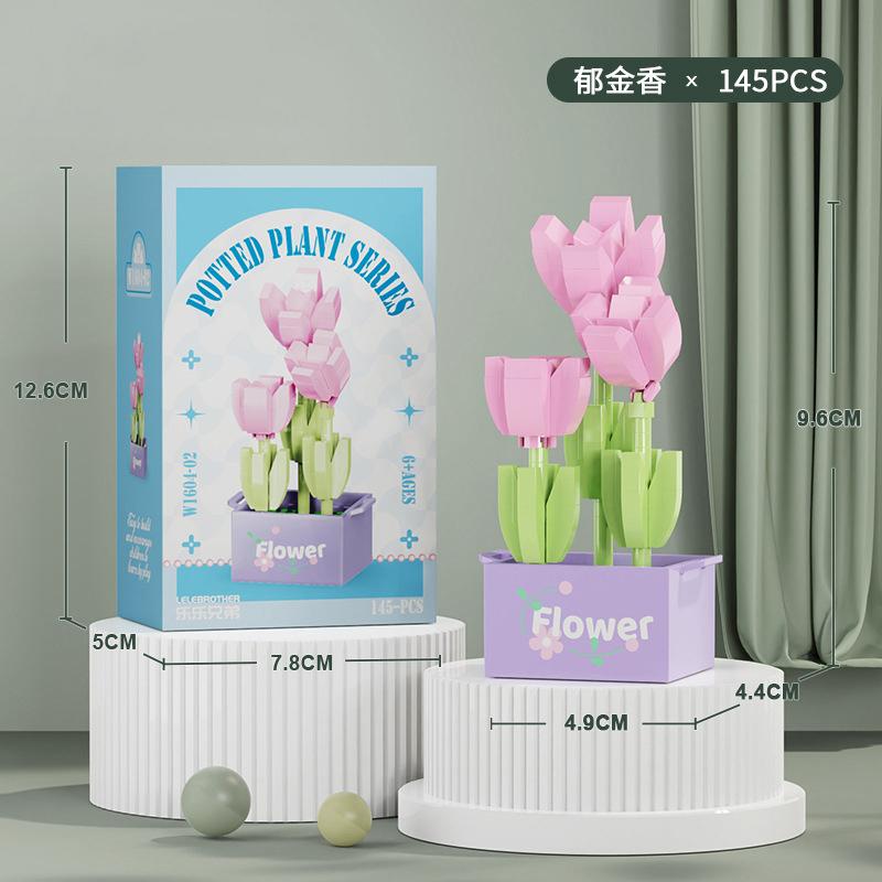 Мини Конструктор Букет Цветов Набор Цветов 3D DIY Креативные Растения Микро Кирпичики для Домашнего Декора Подарок для Девочки Взрослых Детей