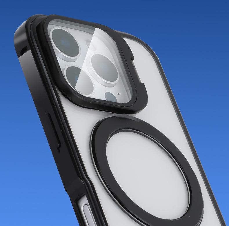 Apple ip17 Ударопрочный Магнитный Держатель Двойная Линза Защитный Чехол для Телефона