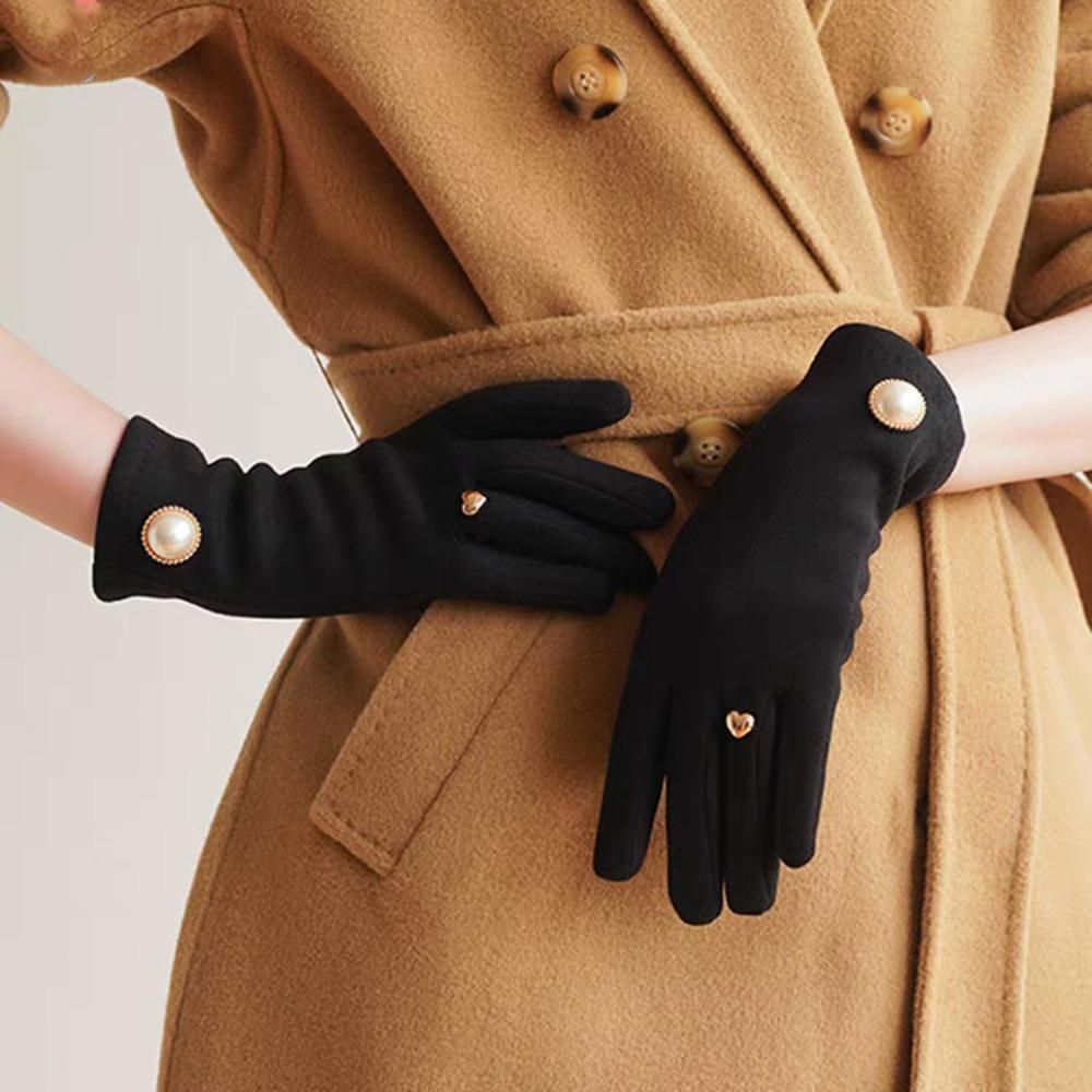 Velvet Women Mittens Pearl Plush Gloves Gift Winter Cycling Gloves Winter
