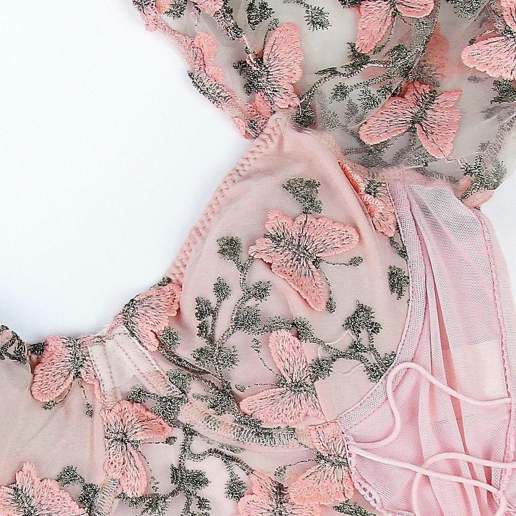 Casual V Neck  Shirt  Mesh Short Sleeve Crop Top Women Embroidered ButterflyT-shirt  Backless Tank Top Slim Female Crop Top Fashion Tee Shirt Y2k