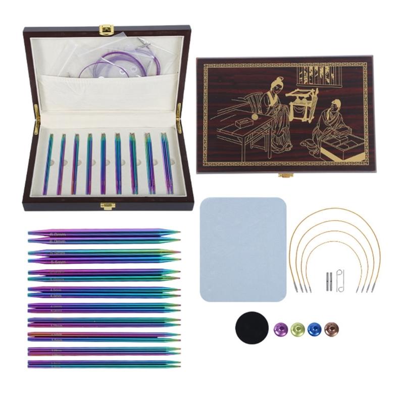 Набор из 9 пар сменных круговых спиц 3,0 мм-6,0 мм для вязания свитера, носка, алюминиевый набор спиц