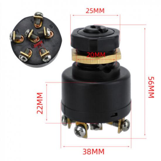 12V Marine Boat OFF-IGN-Start Ignition Starter Switch 6 Terminals 3 Positions