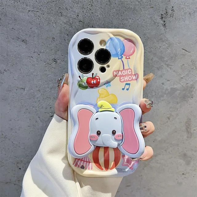 For Samsung Galaxy A05 A15 A35 A55 A04S A14 A24 A34 A54 A13 A33 A53 A32 A52 Magic Show Elephant Ear Holder Cartoon Phone Case