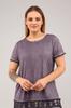 Женская стильная футболка большого размера, юбка с короткими рукавами и рюшами, масляная туника, фиолетовый