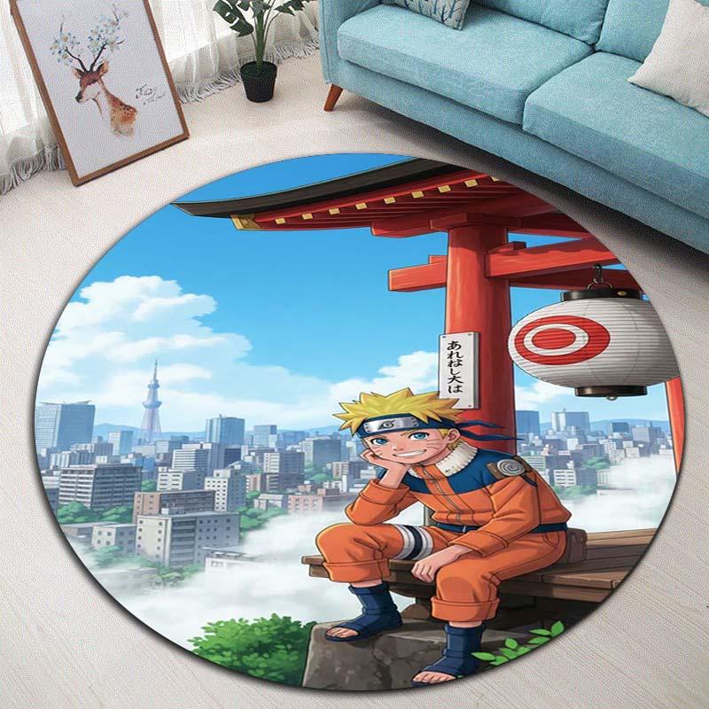 Naruto Uzumaki Akatsuki  Printed Round Rug Soft  Anti-Slip Carpet  for Home Bedroom Living Room Gaming Room Dorm Decor