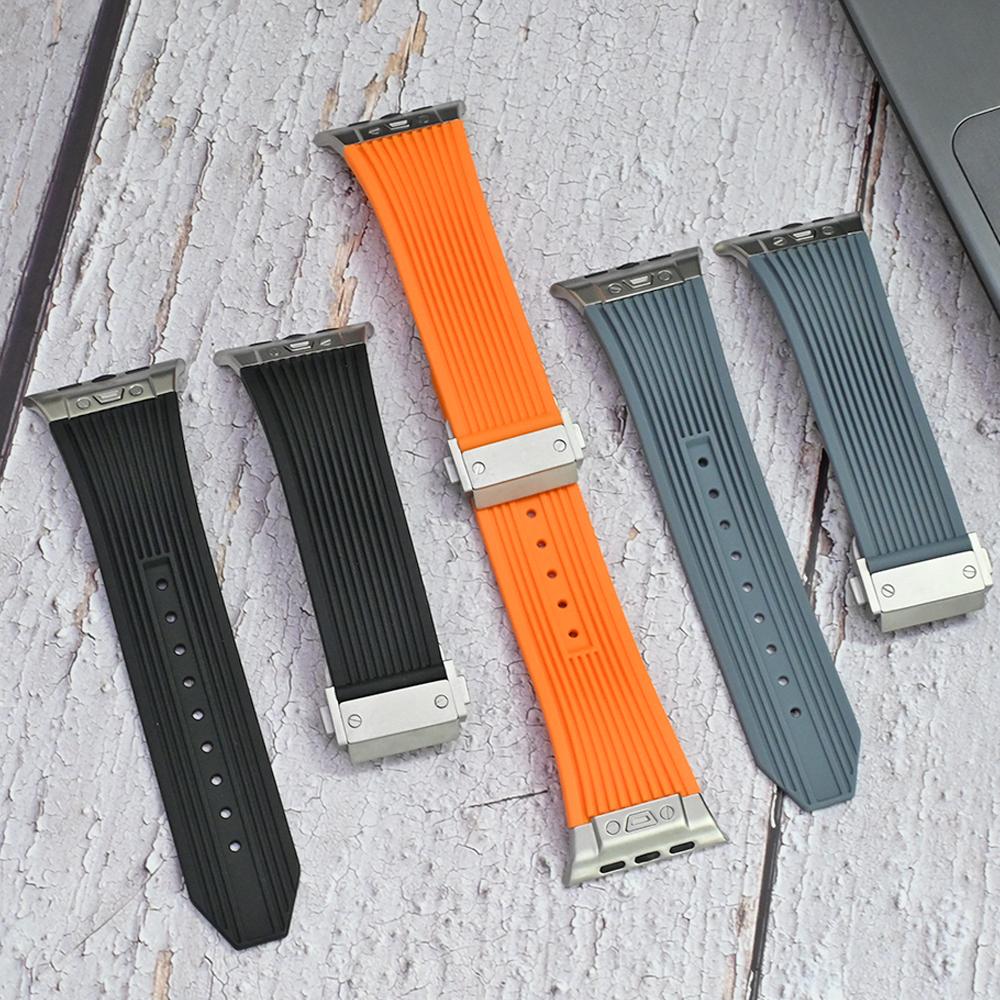 Спортивный ремешок из резины для Apple Watch Ultra 3 2 49 мм Series 11 10 46 мм Мягкий ремешок для Iwatch 9 8 7 6 5 4 SE 3 44 мм 45 мм Браслет