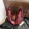 Oil Wax LeatherRetro American Style Locomotive Style Underarm Bag Y2K Shoulder Bag  Travel