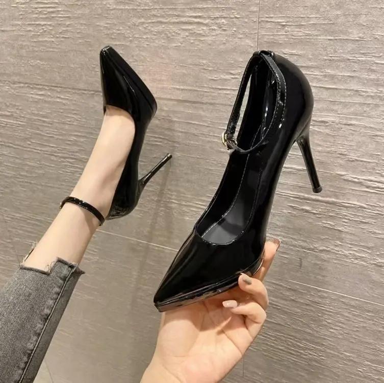 Fashion Spring Autumn Casual Sexy Solid Color Banquet Buckle High Heels Fashion Pointed Elegant Comfort Stilettos Women's Shoes