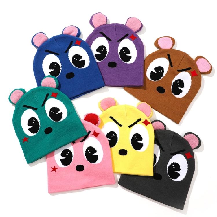 Women Knit Beanie Warm Ear Protector Hat Teens Jacquard Hat with Small Ear