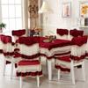 Velvet Lace Hem Table Cloth Dining Chair Cover Set Household Chair Pad Banquet Home Decor Dining Table Rectangular Tablecloth