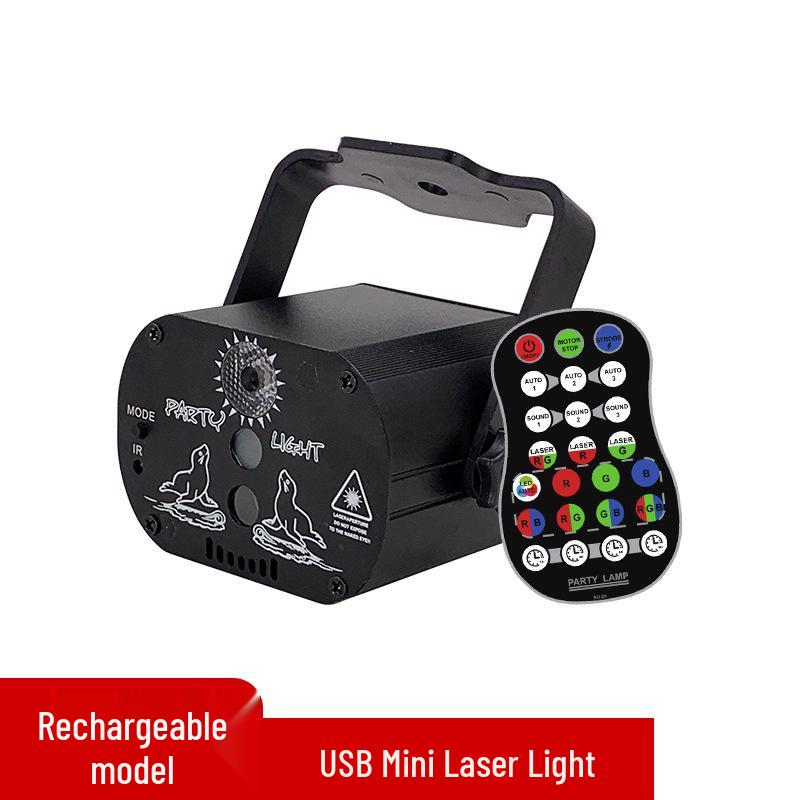LED Seven-Color Outdoor Mini Laser Stage Light with USB for Disco, Christmas, and Starry Sky Projections