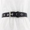 Women Leather Belt Round Metal Pin Buckle Circle Belt Fashion Row Grommet Waist Belt Strap