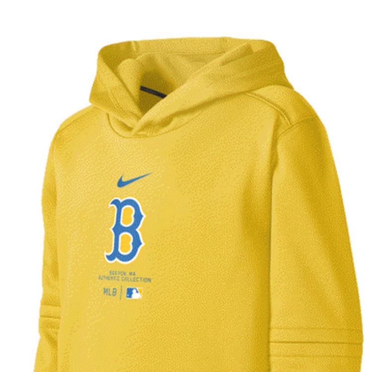 Nike X Mlb Letter Logo Printed Fleece Casual Hoodie Kids Hoodies Lemon-Yellow 3Z3B7NMCA-BOS