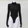 Women's Shoulder Pads Simple Turtleneck Long Sleeves Sexy Slim Fit Solid Color Fashion Versatile Onesie