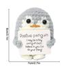Knitted Emotional Support Penguin Crochet Doll with Positive Card Cute Crochet Doll Mini Penguin Toy Decor Home Accent Ornaments