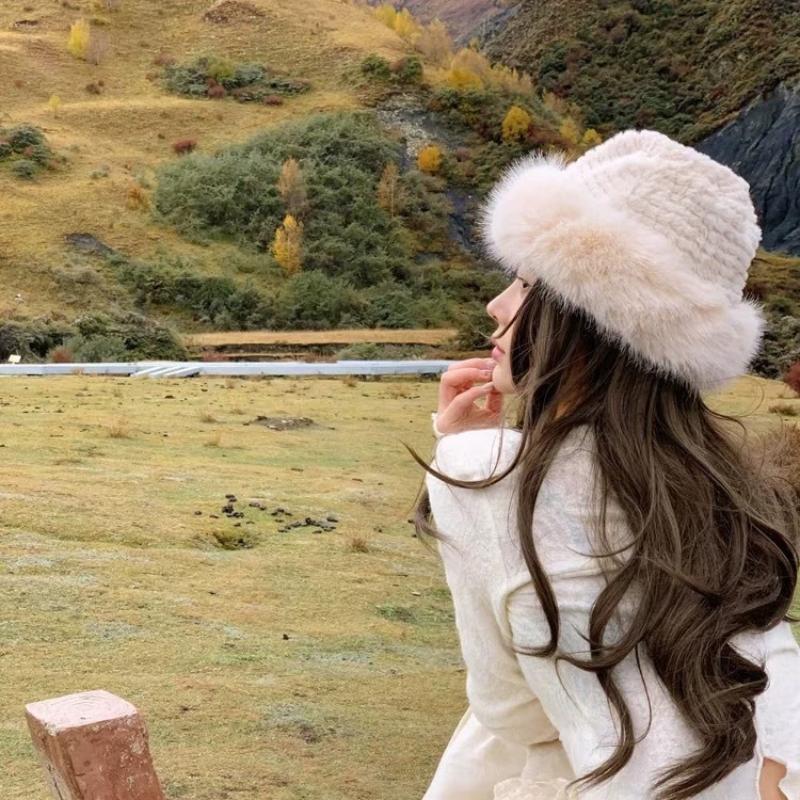 Зимняя плюшевая женская шапка из меха лисы, утолщенная, теплая, пушистая, рыболовная шапка