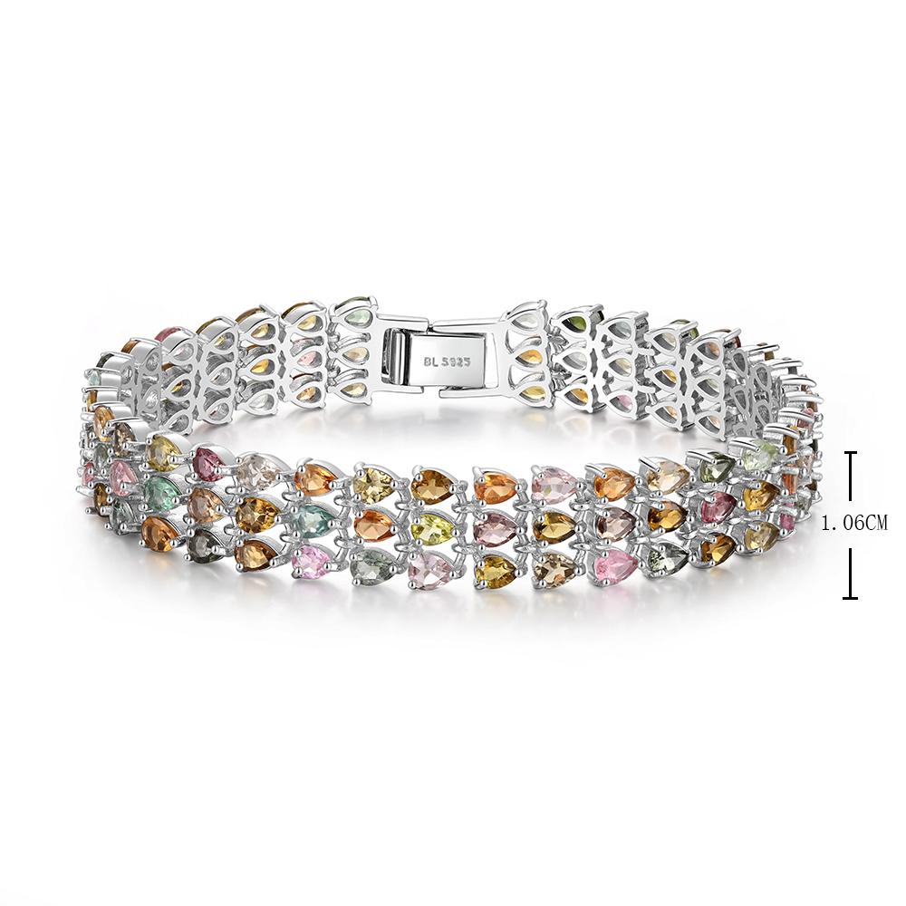Роскошный разноцветный браслет из натурального турмалина, драгоценные камни с серебром S925, женские украшения для свадеб и юбилеев, подарки