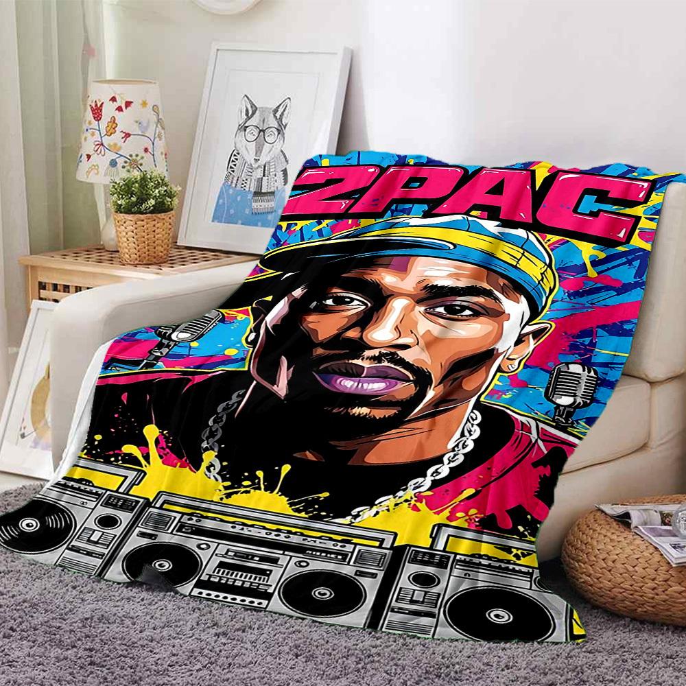 1pc 2PAC Boombox Themed Printed Soft and Comfortable Home Blanket, Small Throw Blanket, Nap Blanket, Suitable as a Gift l043