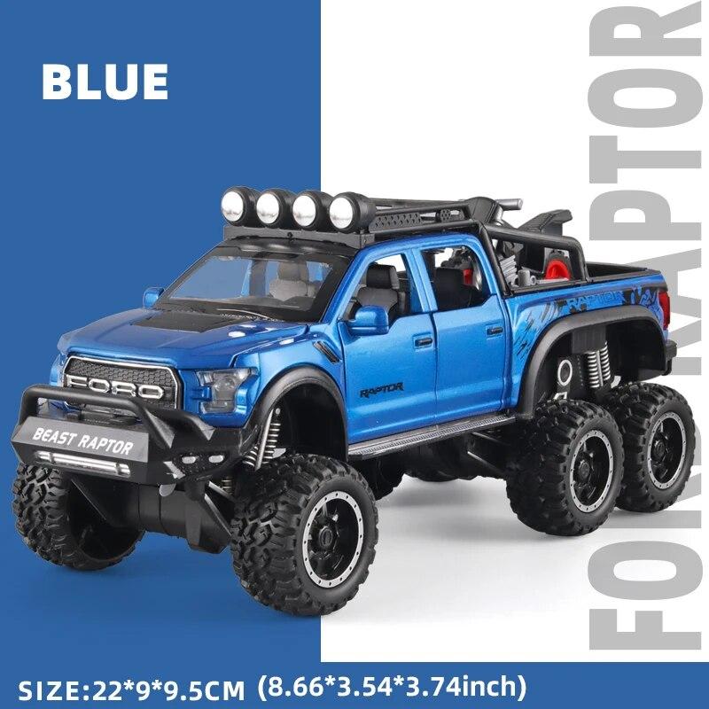 2026 Новый 1:Масштаб 1:24 Симуляция Ford Raptor F150 Внедорожник Сплав Литье под давлением Классическая модель автомобиля Суперкар Звук Свет Игрушка для мальчиков Подарок Симуляционная игрушка